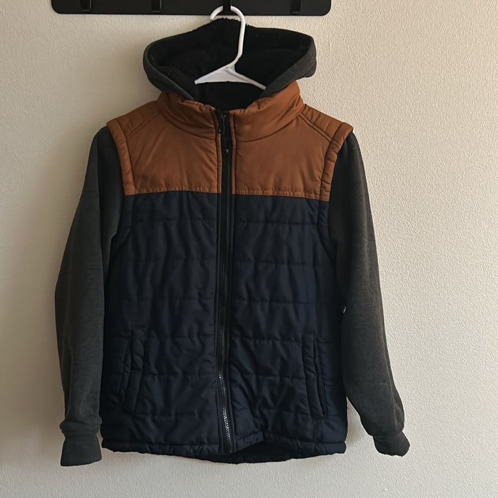 Distortion Women's  Comfort&Style Navy/Rust Poly Fleece Lined Hoodie Jacket.